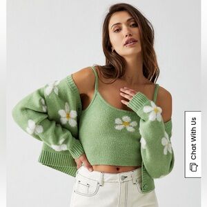 Pacsun LA Hearts Heartbreaker Daisy Tank & Cardigan Set